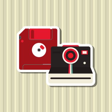 Düz resimde vintage fotoğraf makinesi tasarım hakkında