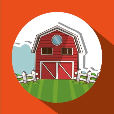Çiftlik tasarım. Bina simgesi. doğa kavramı, vektör çizim
