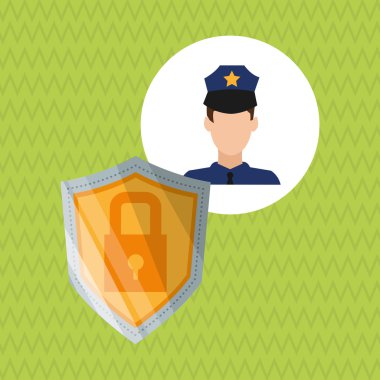 Güvenlik tasarımı. Koruma simgesi. Renkli resimde