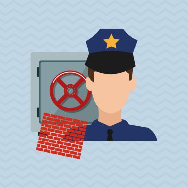 Güvenlik tasarımı. Koruma simgesi. Renkli resimde