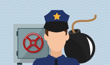 Güvenlik tasarımı. Koruma simgesi. Renkli resimde