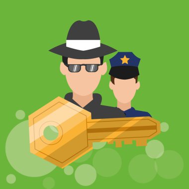 Güvenlik tasarımı. Koruma simgesi. Renkli resimde