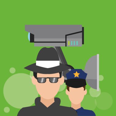 Güvenlik tasarımı. Koruma simgesi. Renkli resimde