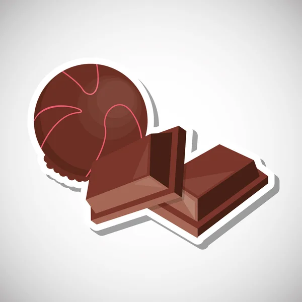 Illustrazione piatta sul design del cioccolato, dolce e delizioso — Vettoriale Stock