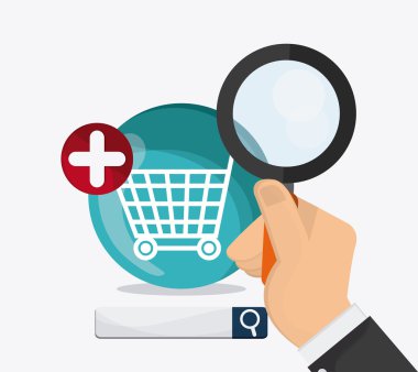 Online tasarım arama. dijital pazarlama. renkli illustratio