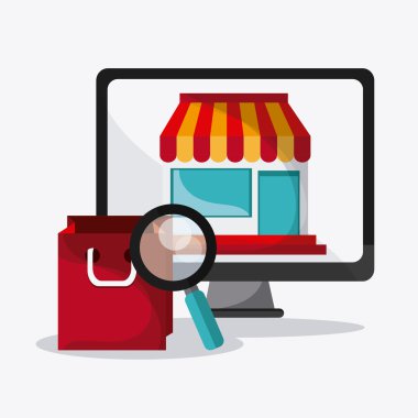 Online tasarım arama. dijital pazarlama. renkli illustratio