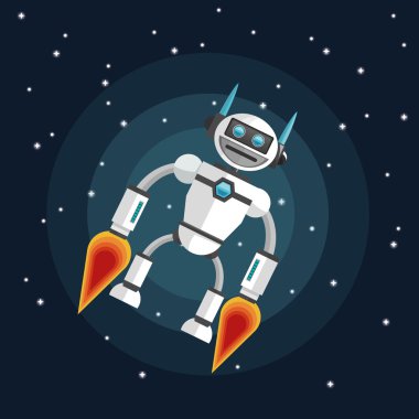 Robot tasarımı. Teknoloji kavramı. Renkli resimde