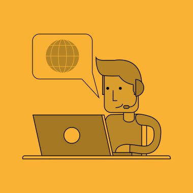 Merkezi tasarım ara. Telefonla satış simgesi. Destek kavramı