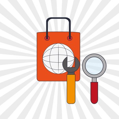 Dijital pazarlama tasarım. Internet kavramı. Strateji simgesi