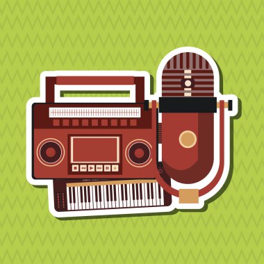 Müzik simgesi. Retro kavramı. Düz illüstrasyon