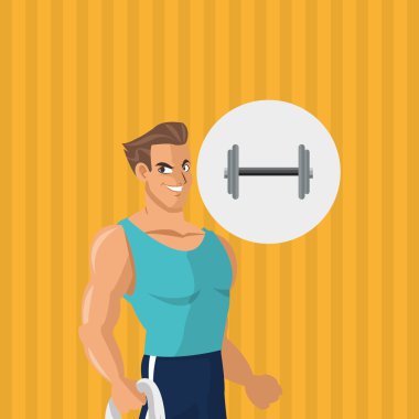 Sağlıklı bir yaşam tarzı. çizgi film adam tasarım. vücut geliştirme kavramı