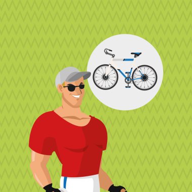 Sağlıklı bir yaşam tarzı. çizgi film adam tasarım. vücut geliştirme kavramı