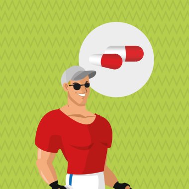 Sağlıklı bir yaşam tarzı. çizgi film adam tasarım. vücut geliştirme kavramı