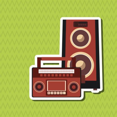 Müzik simgesi. Retro kavramı. Düz illüstrasyon