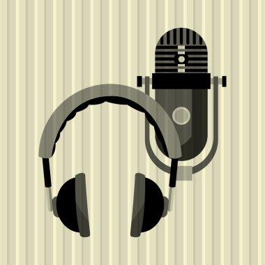 Müzik simgesi. Retro kavramı. Düz illüstrasyon