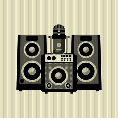 Müzik simgesi. Retro kavramı. Düz illüstrasyon