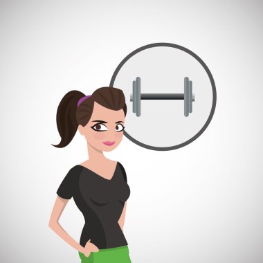 Sağlıklı bir yaşam tarzı. çizgi film kadın tasarım. vücut geliştirme kavramı