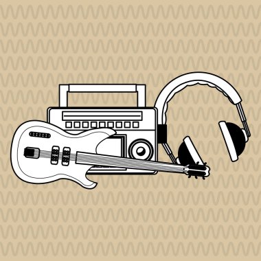 Müzik simgesi. Retro kavramı. Düz illüstrasyon