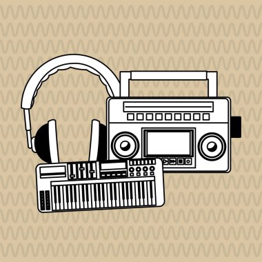 Müzik simgesi. Retro kavramı. Düz illüstrasyon