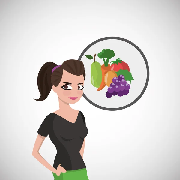 Органическая еда. Здоровый образ жизни. карикатурный дизайн — стоковый вектор