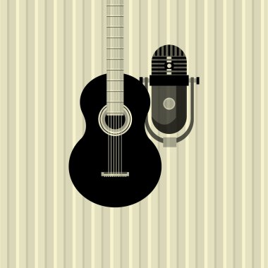 Müzik simgesi. Retro kavramı. Düz illüstrasyon