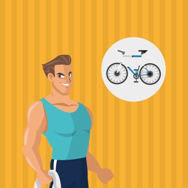 Sağlıklı bir yaşam tarzı. çizgi film adam tasarım. vücut geliştirme kavramı