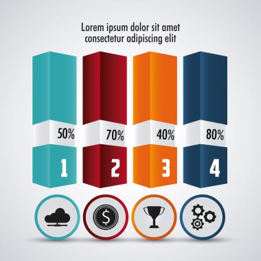 Infographic tasarım. Veri kavramı. Renkli resimde