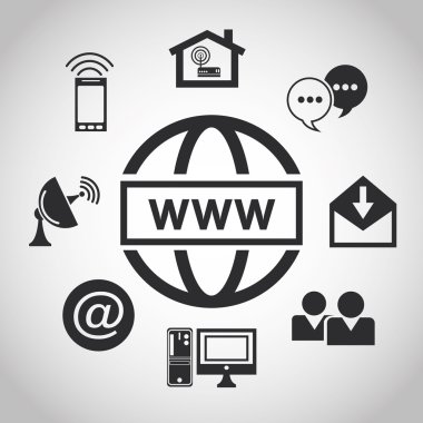 Internet tasarım. Online simgesi. Teknoloji kavramı, vektör çizim