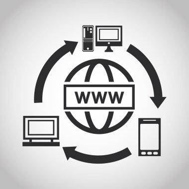 Internet tasarım. Online simgesi. Teknoloji kavramı, vektör çizim
