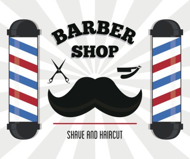 Mağaza tasarım berber. Kuaför Salonu. Stilist kutsal kişilerin resmi, vektör çizim