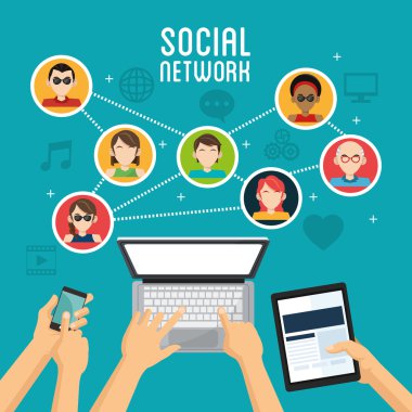 Sosyal Medya tasarım. Ağ simgesi. Teknoloji kavramı