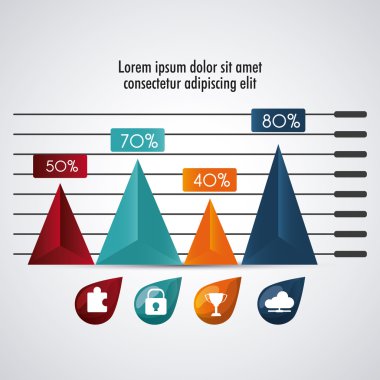 Infographic tasarım. Veri kavramı. Renkli resimde