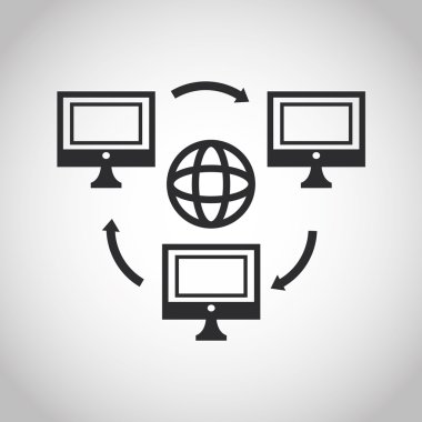 Internet tasarım. Online simgesi. Teknoloji kavramı, vektör çizim