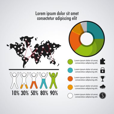 Infographic tasarım. Veri kavramı. Renkli resimde