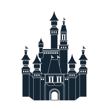 Kale simgesi. Sarayı tasarım. Düz illüstrasyon, vektör