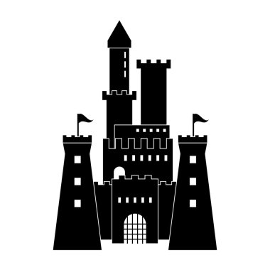 Kale simgesi. Sarayı tasarım. Düz illüstrasyon, vektör