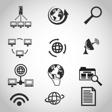 Internet tasarım. Online simgesi. Teknoloji kavramı, vektör çizim