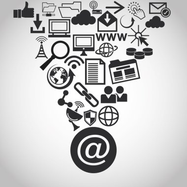 Internet tasarım. Online simgesi. Teknoloji kavramı, vektör çizim
