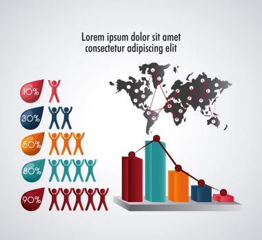 Infographic tasarım. Veri kavramı. Renkli resimde
