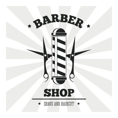 Mağaza tasarım berber. Kuaför Salonu. Stilist kutsal kişilerin resmi, vektör çizim