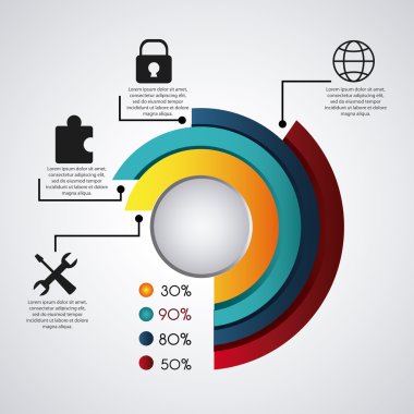 Infographic tasarım. Veri kavramı. Renkli resimde