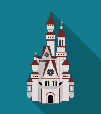 Kale simgesi. Sarayı tasarım. Düz illüstrasyon, vektör