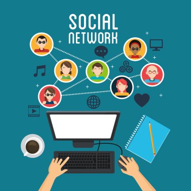 Sosyal Medya tasarım. Ağ simgesi. Teknoloji kavramı