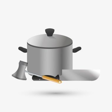 Mutfak tasarımı. Malzemeleri simgesi. Beyaz arka plan, vektör çizim