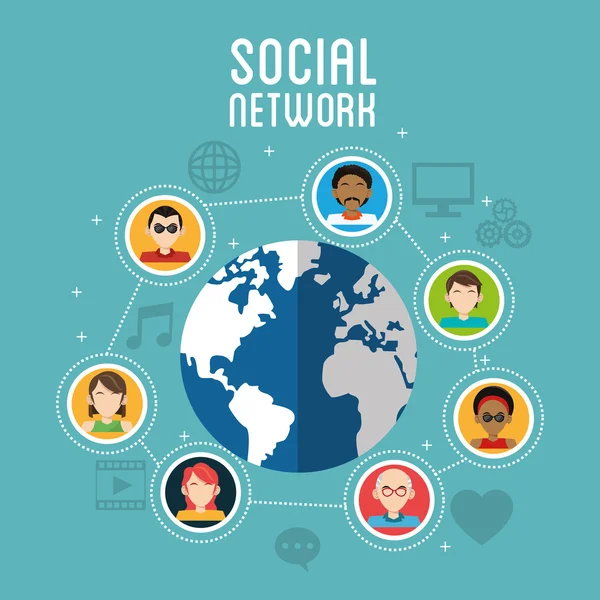 Социальный медиа дизайн. Значок сети. Технологическая концепция — стоковый вектор