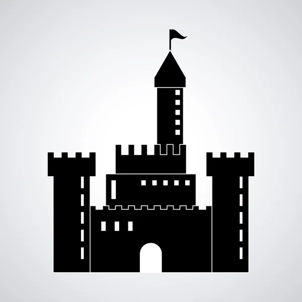 Icono del castillo. Diseño del palacio. Ilustración plana, vector — Vector de stock