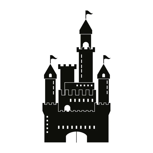 Ícone do castelo. Desenho do palácio. Ilustração plana, vetor — Vetor de Stock
