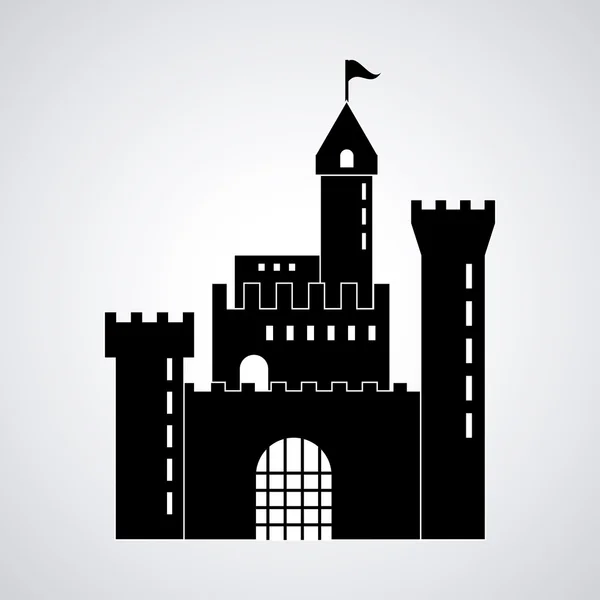 Icono del castillo. Diseño del palacio. Ilustración plana, vector — Vector de stock