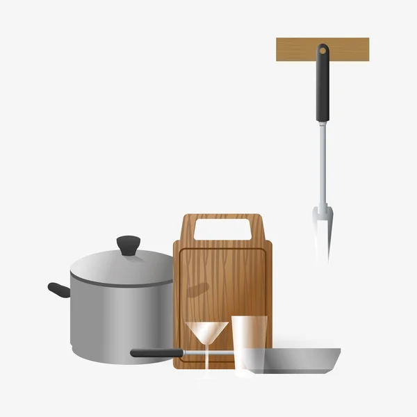 Diseño de cocina. Icono de suministros. Fondo blanco, ilustración vectorial — Vector de stock