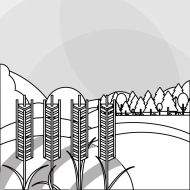 Buğday simgesi. peyzaj tasarımı. Tarım kavramı